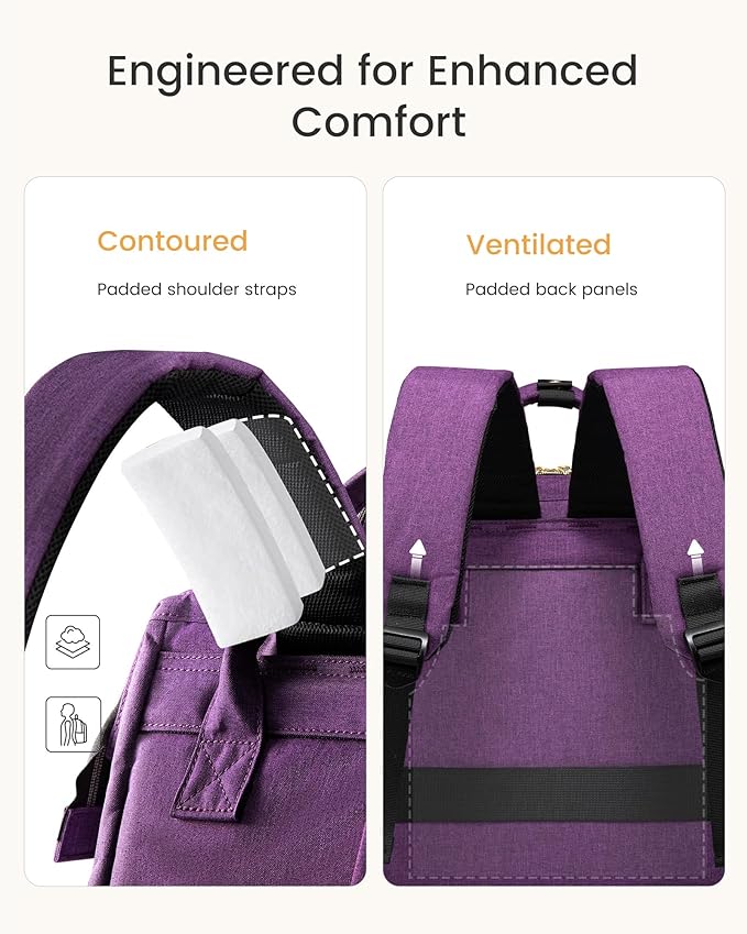 LOVEVOOK Laptop Backpack for Women with Giant Tumbler Holder Pocket,17 inch Waterproof Travel Backpack Purse Computer Laptop Bag,Professional Work College Nurse Teacher Backpack Daypack,Rose Purple