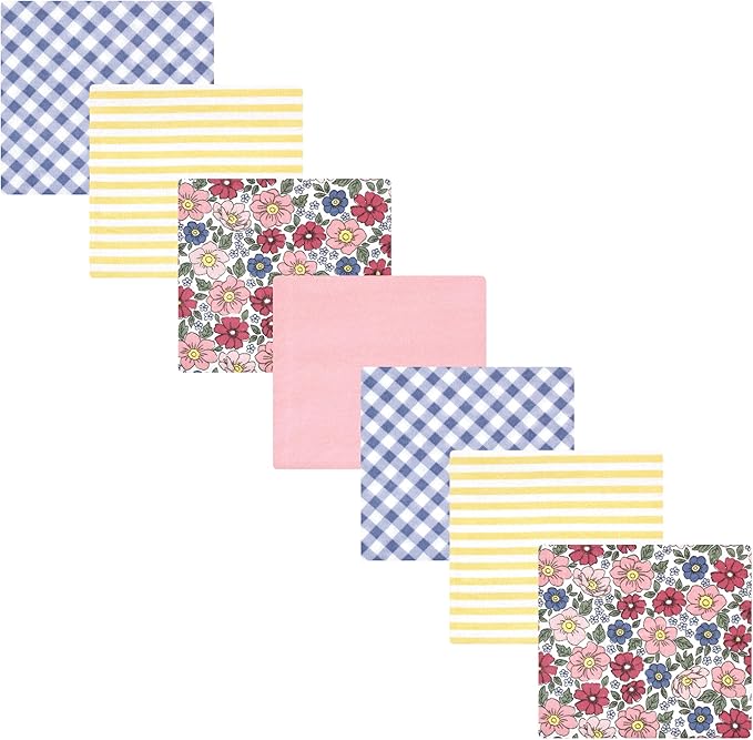 Hudson Baby Unisex Baby Cotton Flannel Receiving Blankets Bundle, Pink Blue Pretty Floral, One Size