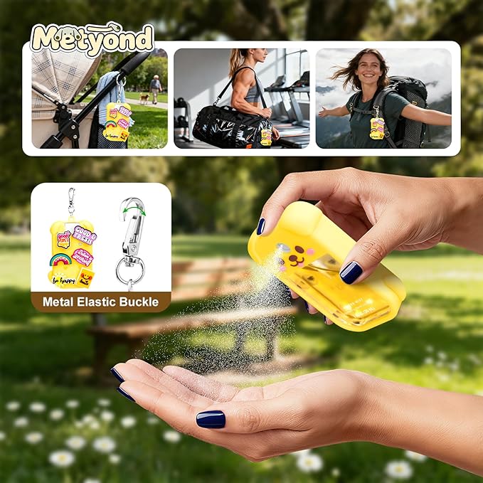 Metyond Dog Silicone Case for Touchland Hand Sanitizer Spray Power Mist 1 FL OZ/30ML for Touchland Case with Keychain, with Cute Charms Accessory Cute Travel Case (1PCS Yellow)