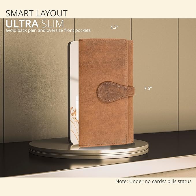 Real Leather Women Wallet Leather with RFID Blocking -Trifold Card Holder Designer Ladies Clutch with ID Window Wallets
