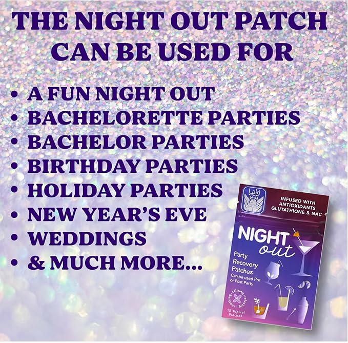 Laki Naturals Night-Out Patch (1 Count, Pack of 15) |All Natural Antioxidant Support After Drinking, Hypoallergenic