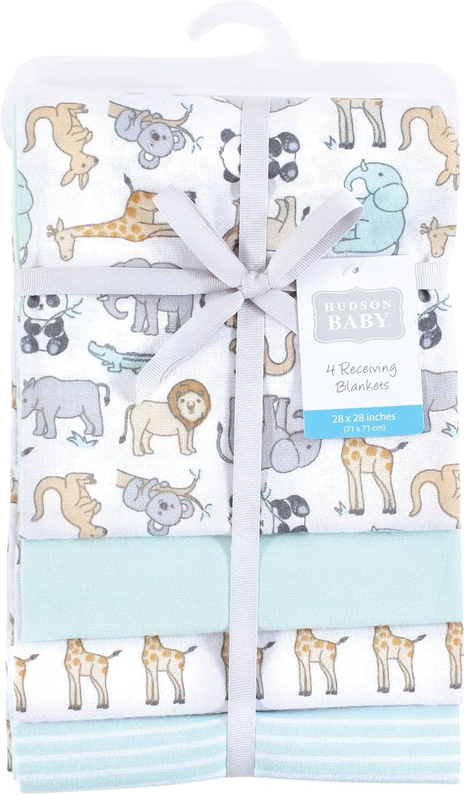 Hudson Baby Unisex Baby Cotton Flannel Receiving Blankets, Kangaroo, One Size