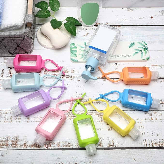 5 Pack Hand Sanitizer Travel Size Holder 60ml Travel Keychain Empty Bottles Refillable Containers for Kids and Adult