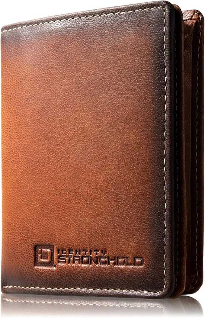 ID Stronghold Waltlet - RFID Blocking Bifold Wallet for Men with Magnetic Clasp - Brown
