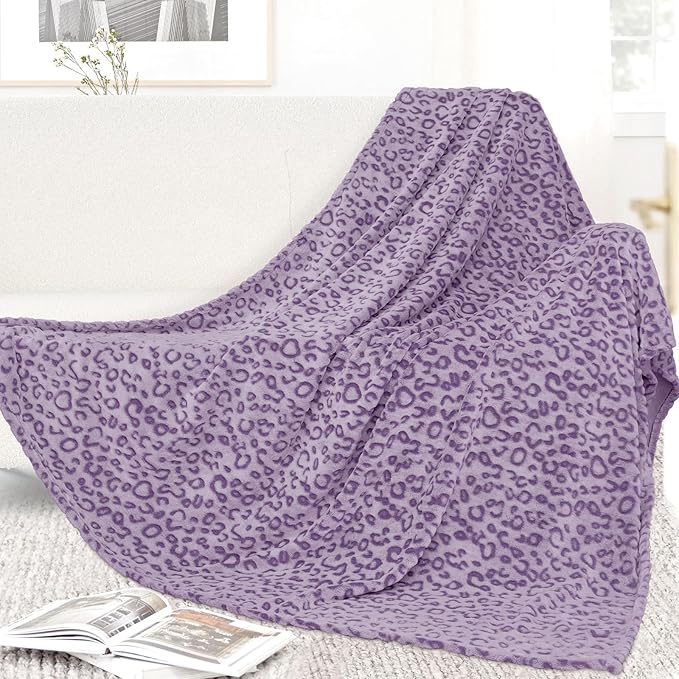Purple Blankets for Women Mom, Soft Plush Fleece Throw Blanket for Bed Couch Travel Camping, Purple Gifts for Women Mothers Day, All Seasons Lavender Decor for Bedroom Dorm 50"x60"