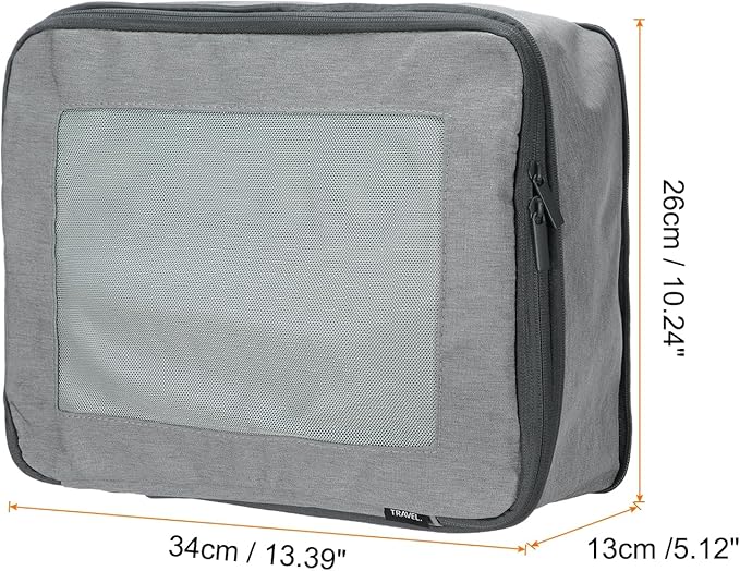 HARFINGTON Compression Packing Cube for Suitcases 34x26x13cm Lightweight Luggage Organizers Bag Travel Essentials Compression Bags for Carry on Suitcases, Grey