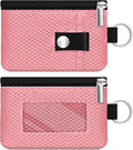 Minimalist RFID Blocking Small Wallet with ID Window,WaterResistant Zip Id Case Wallet with Lanyard Keychain for Cards,Cash,Travel,Women,Men (Pink)