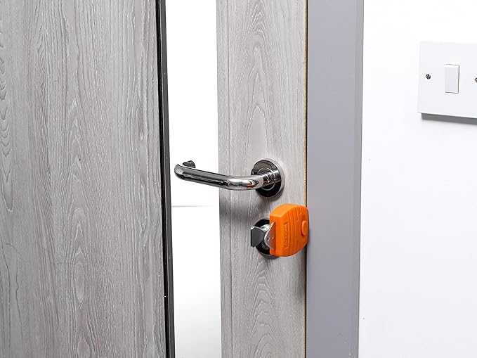 Cardea Solutions Safe-Loc Portable Door Lock Travel Lock Additional Security Lock from The Inside of The Door, Orange, Small
