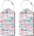 2 Pcs Luggage Tags for Suitcase, Cute Unique PU Leather Travel Bag Tag with Privacy Cover ID Label Address Card and Durable Metal Ring Suitable for Men Women Children Backpack,Stamp Seal