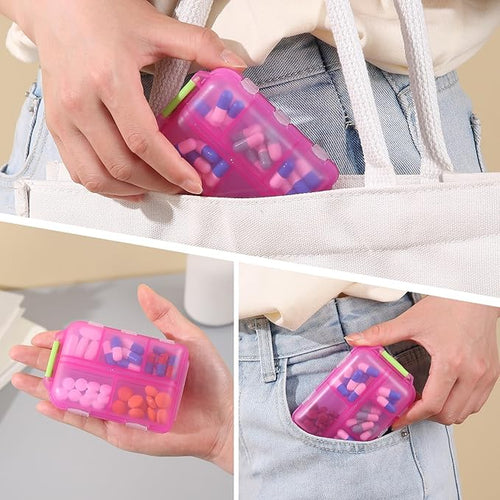 1Pack Travel Pill Organizer - 10 Compartments Pill Case, Compact and Portable Pill Box, Perfect for On-The-Go Storage, Pill Holder for Purse Pink