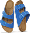 Project Cloud 100% Genuine Leather Flat Sandals For Women 2026 Cork Footbed Womens Sandals with Memory Foam and arch support Vacation Essentials Slides for Women Footwear (Venita)