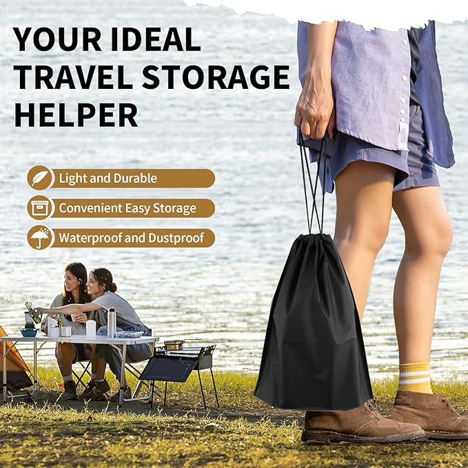 COIDEA 20 Pack Black Shoe Bags for Travel, 15.7" x 11.8", Waterproof Portable Drawstring Travel Shoe Storage Bags
