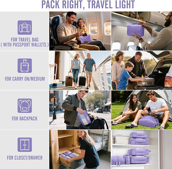 Veken 10 Set Packing Cubes for Travel Essentials, Suitcase Organizer Bags in 4 Sizes, Carry-On Luggage Accessories with Large Laundry Bag & Passport Holder, Must-Have for Airplane, Road Trip & Camping