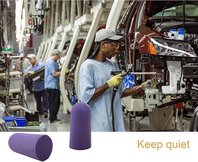 Fan Wu Soft Foam Earplugs 50 Pairs – 32dB Noise Reduction for Sleeping, Travel & Work | Slow Rebound Comfort Fit | Latex-Free Hearing Protection | Purple | Standard Size