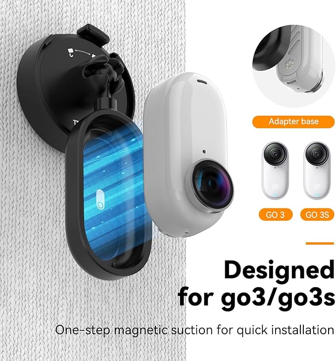 TELESIN 2 in1 Magnetic Mount for Insta 360 Go3/Go3s, Fabric Mount with 360° Rotation Ball Head, Flexible Fixed Angle, Action Camera Accessories for Insta 360 Go3/Go3s