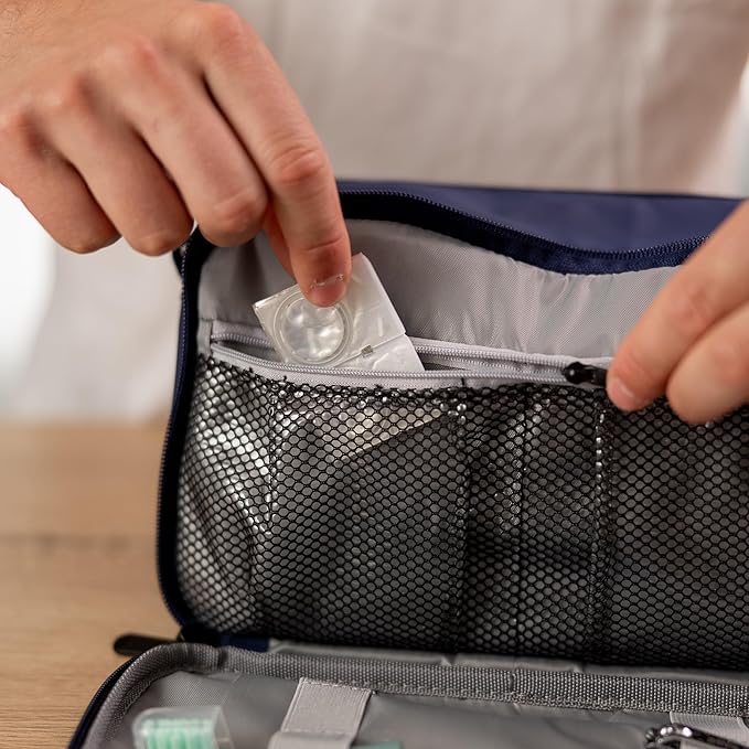 Carrywell (Not Made In China) Toiletry Bag For Men, Shaving Kit, Travel Organizer Dopp Kit, Interior Compartments and Pockets For Toiletries and Accessories, Blue