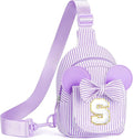Birthday Gifts for Girls, Sling Bags for Girl Kid Travel, Birthday Gifts for 4 5 6 7 8 9 10 Year Old Girls Small Initial Purple Cross Body Sling Bag for Daughter Gift (Purple S)