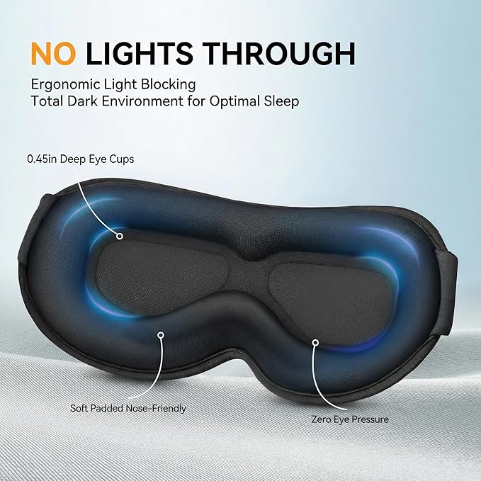 Weighted Eye Mask for Sleeping 2 Pack: Gentle Pressure Blackout Sleep Mask - Zero Eye Pressure Lash Extension Eye Covers Women Men - Airplane Travel Essentials, Memory Foam, Black Pink