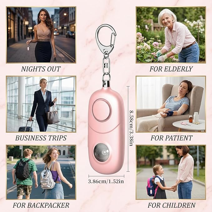 Personal Alarm for Women Keychain Alarm: Qoosea 135dB Emergency Keychain Siren with Strobe Light Loud Siren for Women Kids Students Seniors Emergency Self-Defense for Night Sports