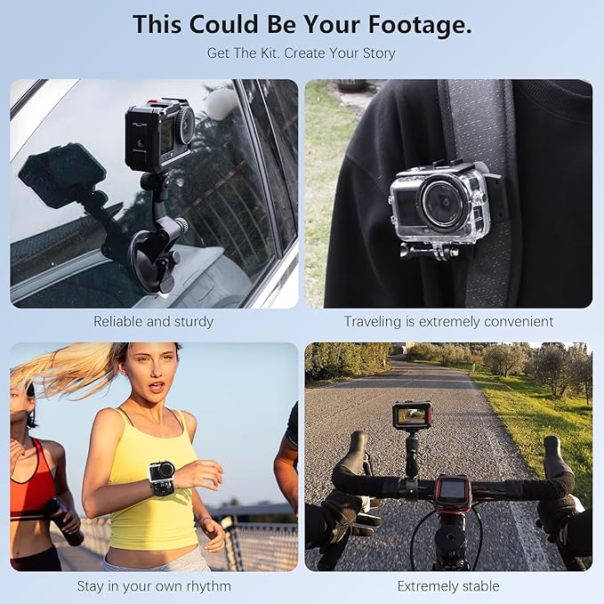 60-in-1 Accessories Kit Compatible with DJI Osmo Action 6 with 70m Waterproof Housing Case, Tempered Glass Screen Protector, Floaty Bobber Grip, Large Carrying Case, Mounts Chest/Head/Handlebar