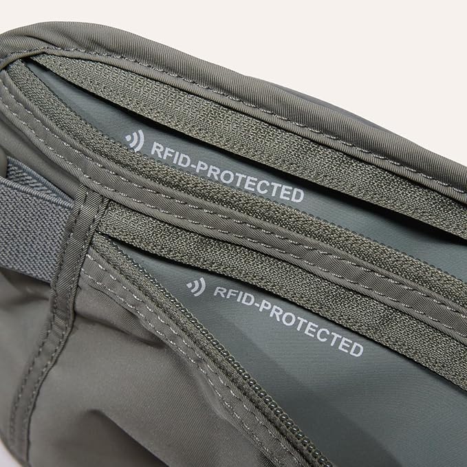 Pander RFID Blocking Travel Money Belt – Hidden Waist Pouch for Passport, Cash, Cards, Slim Belt Bag for Men and Women, (Pack of 2)