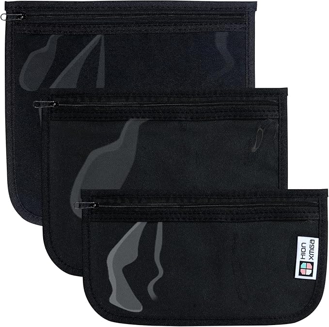 HIONXMGA TSA Approved Toiletry Bag, Set of 3 Clear Travel Toiletry Bag Quart Size Zipper Travel Pouch, Waterproof Makeup Cosmetic Bag for Women Men Kids Toiletries Carry on, Black