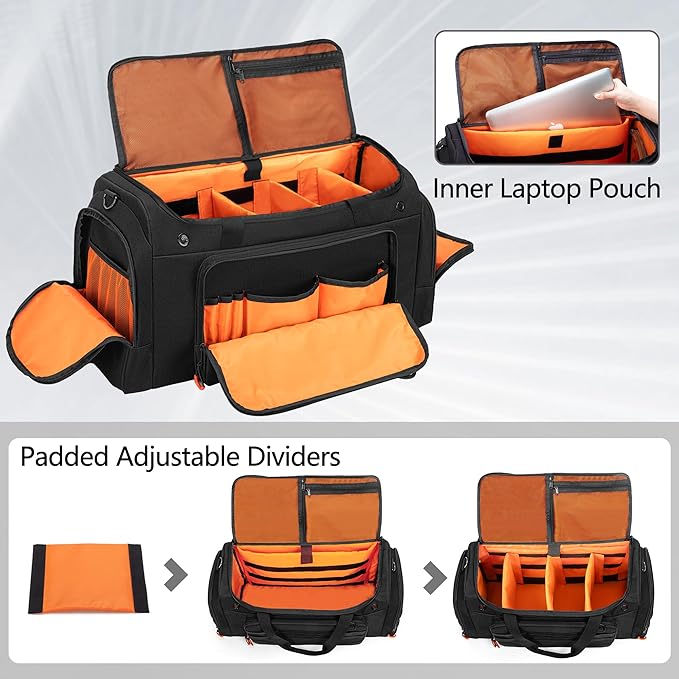 DSLEAF Tactical Sneaker Duffle Bag for 4 Pairs of Shoes, Sneaker Travel Bag with 3 Adjustable Dividers with Multiple Pockets, Detachable Shoulder and TSA Carry-on Approved Size