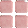 ZPROW Plush Velvet Travel Jewelry Case, Travel Jewelry Organizer, Jewelry Travel Case, Travel Jewelry Box, Small Jewelry Case, Jewelry Travel Box, Earring Organizer with Mirror - Pink 4packs
