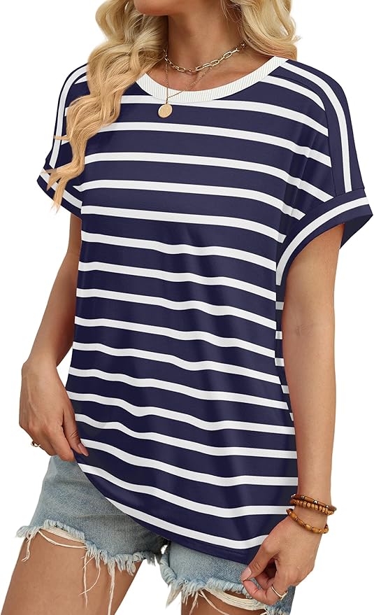 WIHOLL Womens Tops Short Sleeve Shirts Summer Outfits 2026 Spring Dressy Casual Clothes Clothing