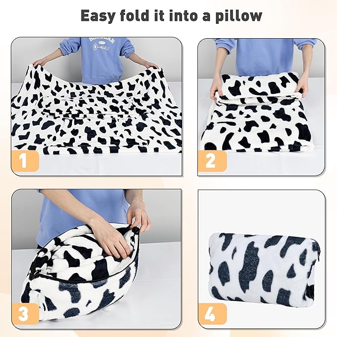 Catalonia Packable Travel Wearable Blanket Pillow with Sleeves for Adults, 2 in 1 Wearable Blanket with Pockets