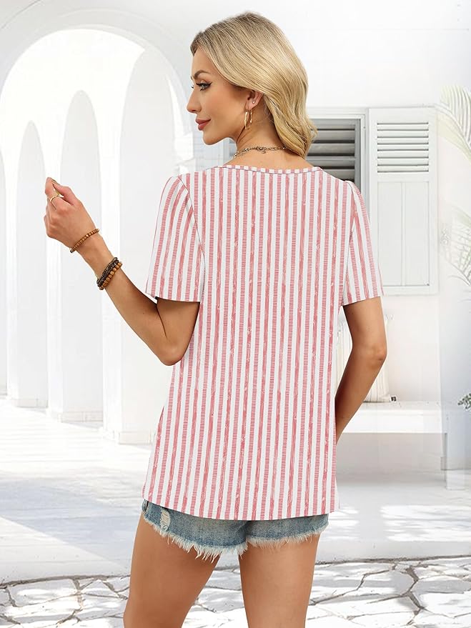 WIHOLL Womens Summer Tops Short Sleeve Shirts Square Neck Spring Outfits 2026 Fashion Clothing Blouses
