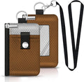 Minimalist RFID Blocking Small Wallet with ID Window,WaterResistant Zip Id Case Wallet with Lanyard Keychain for Cards,Cash,Travel,Women,Men (Brown/Light Grey)