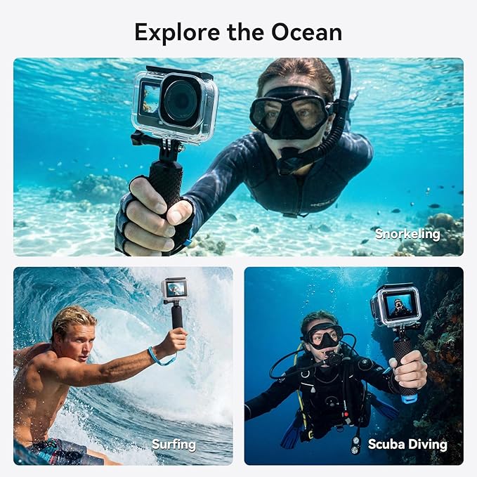 UTEBIT Underwater Waterproof Case for DJI Osmo Action 6 Camera, 196FT/60M Protective Diving Housing with Camera Handle Mount, Quick Release Interface Protective Cover with Float Stick Accessory Kit
