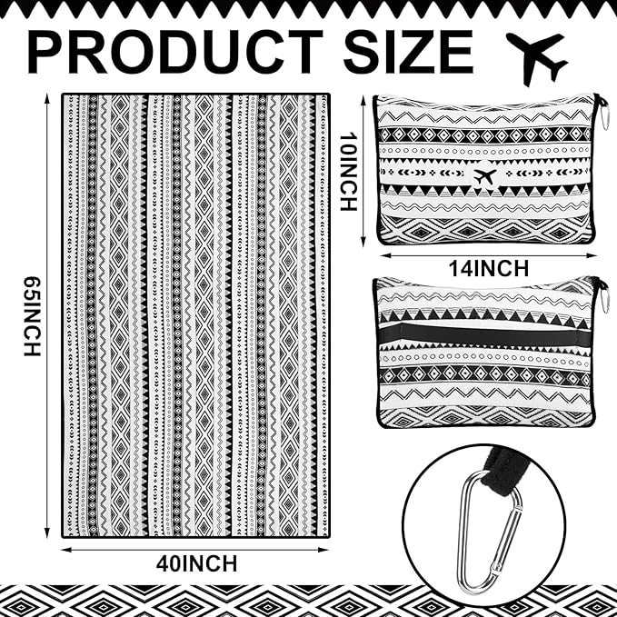 Gilprop Boho Travel Blanket Airplane Compact with Bag 2 in 1 Soft Boho Fleece Travel Blanket and Pillow Set with Luggage Sleeve Backpack Clip Compact Lightweight Airplane Essentials for Spring Summer