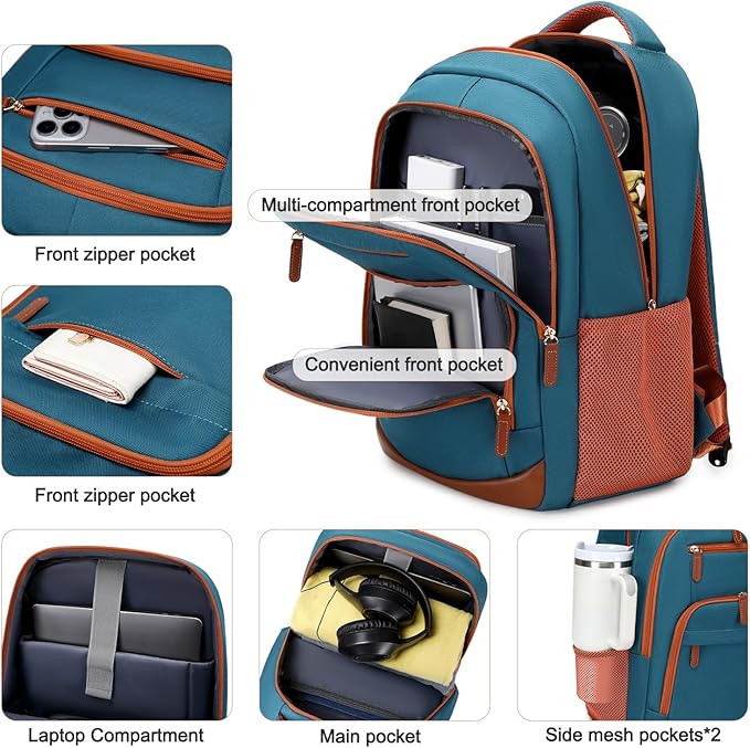 BOVIP Travel Backpack For Men Women,40L Carry On Backpack Flight Approved,TSA Personal Item Travel Bag Fits 17 Inch Laptop,Business Weekender Overnight Daypack Dark Green