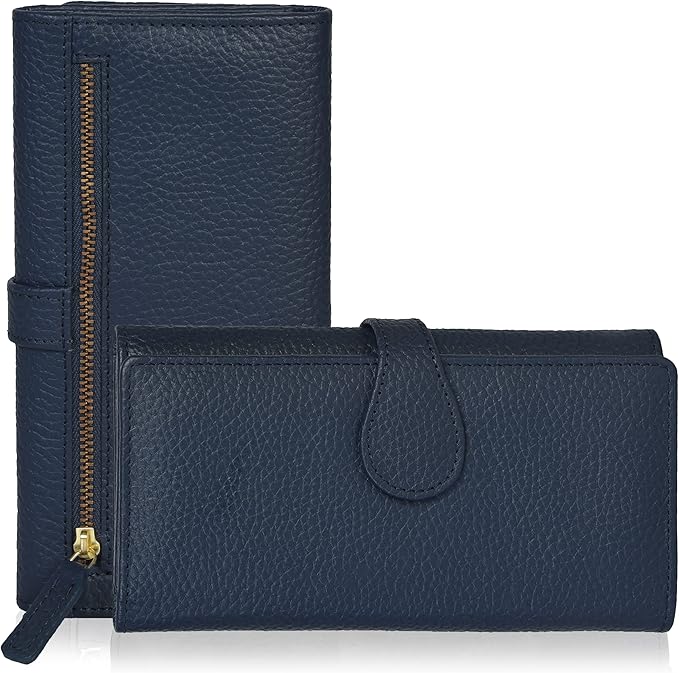 Real Leather Women Wallet Leather with RFID Blocking -Trifold Card Holder Designer Ladies Clutch with ID Window Wallets