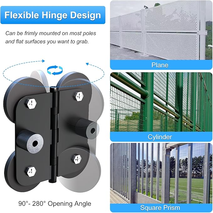 Magnetic Camera Fence Mount, Post Mount for Mevo Start/GoPro/Insta360/DJI OSMO Pocket 3/iPhone, Two 1/4'' Threaded Points Camera Magnet Holder for Game Changer Recording Baseball Softball Tennis Games
