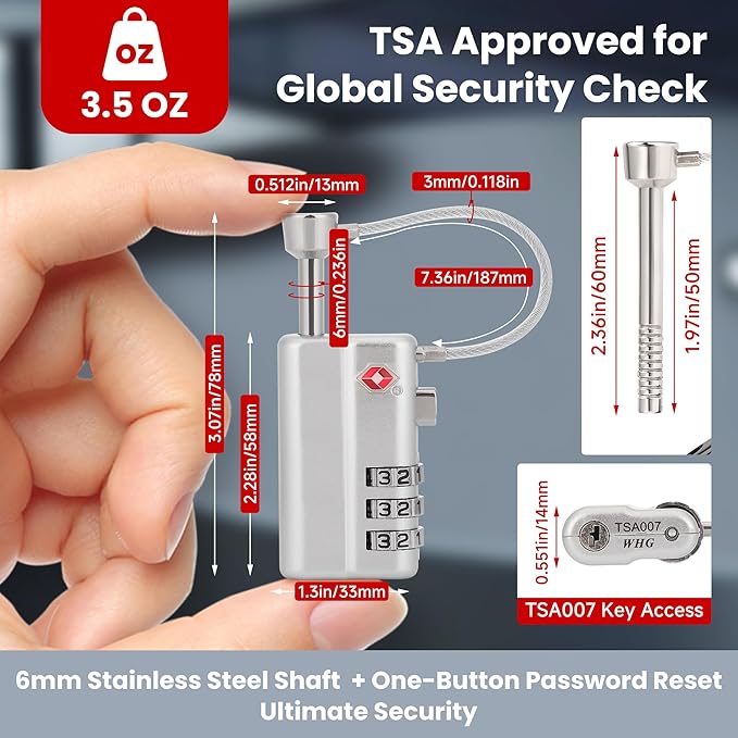 Professional Gun Case Lock TSA Approved – Heavy-Duty, Cut-Resistant & Child-Safe Security Padlock for Firearms, Pistols, Rifle Cases, and Travel Luggage