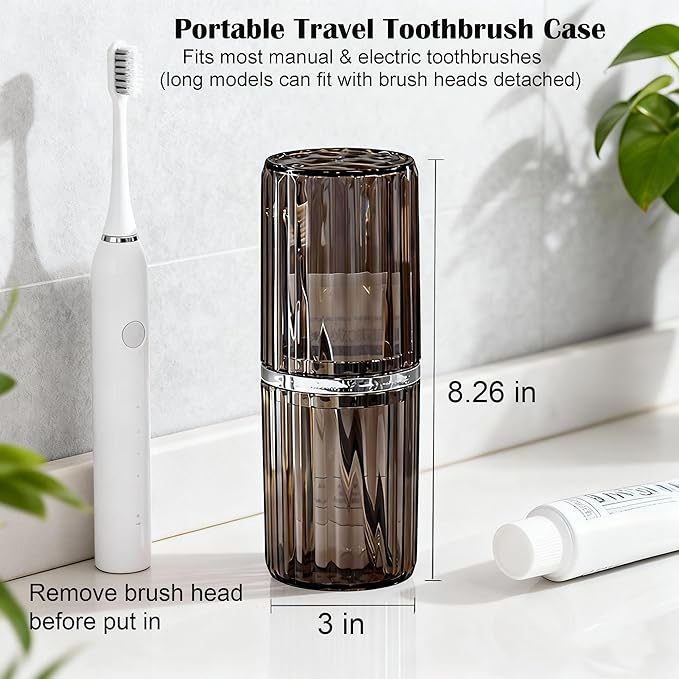 Toothbrush Travel Case, 2-in-1 Dustproof Travel Toothbrush Holder with Rinse Cup, Portable Toothbrush and Toothpaste Case for Traveling Camping School Business Trip Bathroom