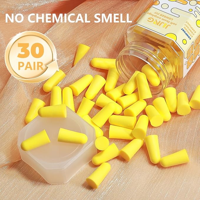 Soft Foam Earplugs, Longer Fit, 33db SNR, Set of 30 Pairs,Comfortable Ear Plugs for Sleeping, Snoring, Loud Noise and Travel