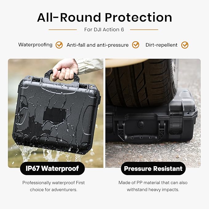 STARTRC PHOTO Action 6 Case Waterproof Hard Dual Layer Case For DJI Osmo Action 6 Accessories,Travel Carry Bag Protective