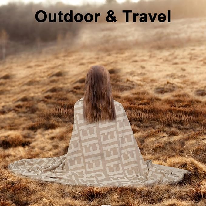 Woven Blankets for Home and Outdoor Use,Soft Cozy Lightweight Blanket for Couch Bed Chairs Camping Airplane Travel Essentials Suitable for All Seasons