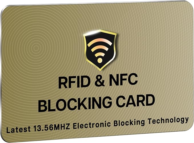 SaiTech IT RFID Blocking Cards, 50 Pack One Card Protects Entire Wallet Purse For Men & Women, NFC Contactless Bank Debit Credit Card Protector ID ATM Guard Card – Golden