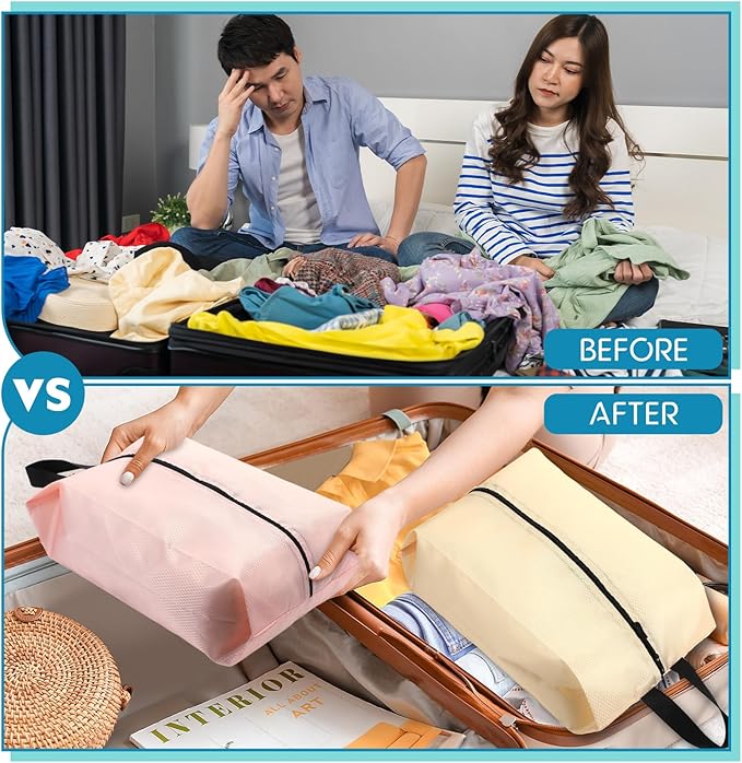 6 Pcs Travel Shoe Bags with Zipper Portable Suitcase Shoe Organizer Packing for Men Women Nylon Multicolor(S,Pastel)