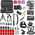 60-in-1 Accessories Kit Compatible with DJI Osmo Action 6 with 70m Waterproof Housing Case, Tempered Glass Screen Protector, Floaty Bobber Grip, Large Carrying Case, Mounts Chest/Head/Handlebar