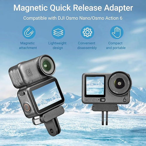 2 Pack Magnetic Quick Release Mount for DJI Action 6/Osmo Nano Accessories, Osmo Action6 Dual-Claws Adapter Base Bracket, Quick-Release Buckle Connector for Tripod, Action Camera Vlogging
