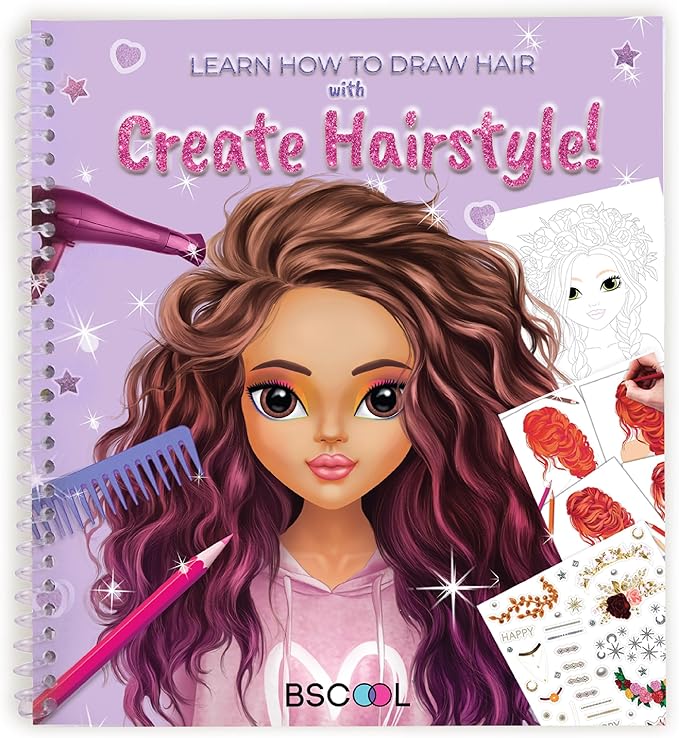 BSCOOL - Drawing, Coloring & Activity Book. Create Hairstyles with Stickers and Guides. Fashion Design Sketchbook for Kids 5 and up. Little Designer Book - Fashion Design for Kids. Easter Gift