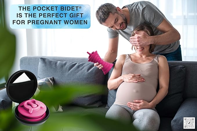 The Pocket Bidet® Bundle: Portable Travel Bidet with Zip Case & Adjustable Neck Strap. Collapsible Design, Easy to Spray, Flying Saucer Bidet for Men & Women, Fits in a Purse or Bag (Pink, 500 ml)