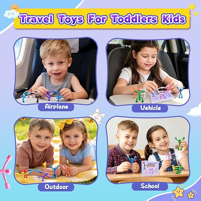 Magnetic Travel Toys for Kids 6PC, Magnetic People Figures Fidget Toys Airplane Car Travel Activities Essential, Sensory Toys for ADHD Autism,Desk Toys for Adults Teens