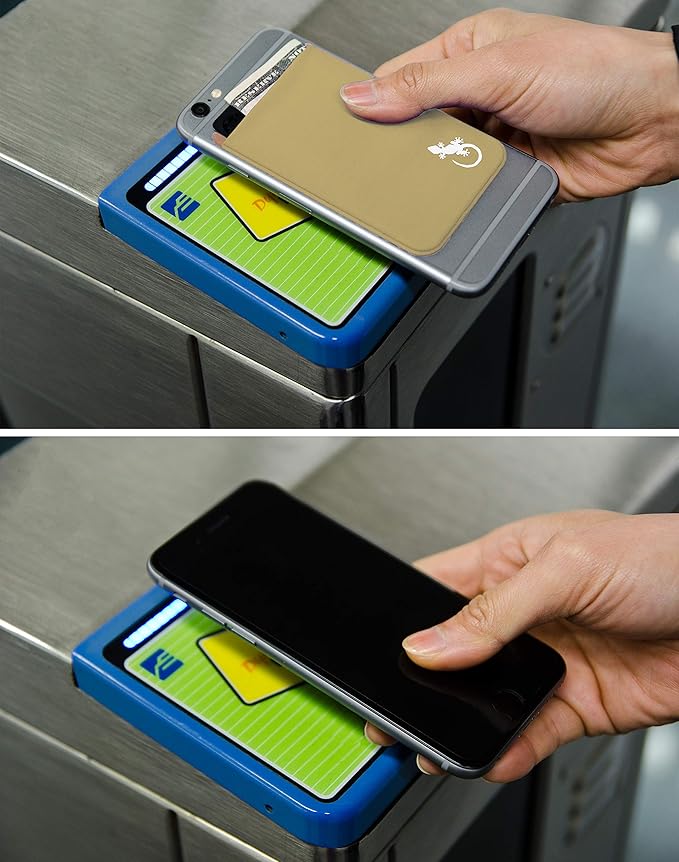 Phone Wallet - Adhesive Card Holder - Cell Phone Pouch - Stick on Lycra Pocket by Gecko - Carry Credit Cards and Cash
